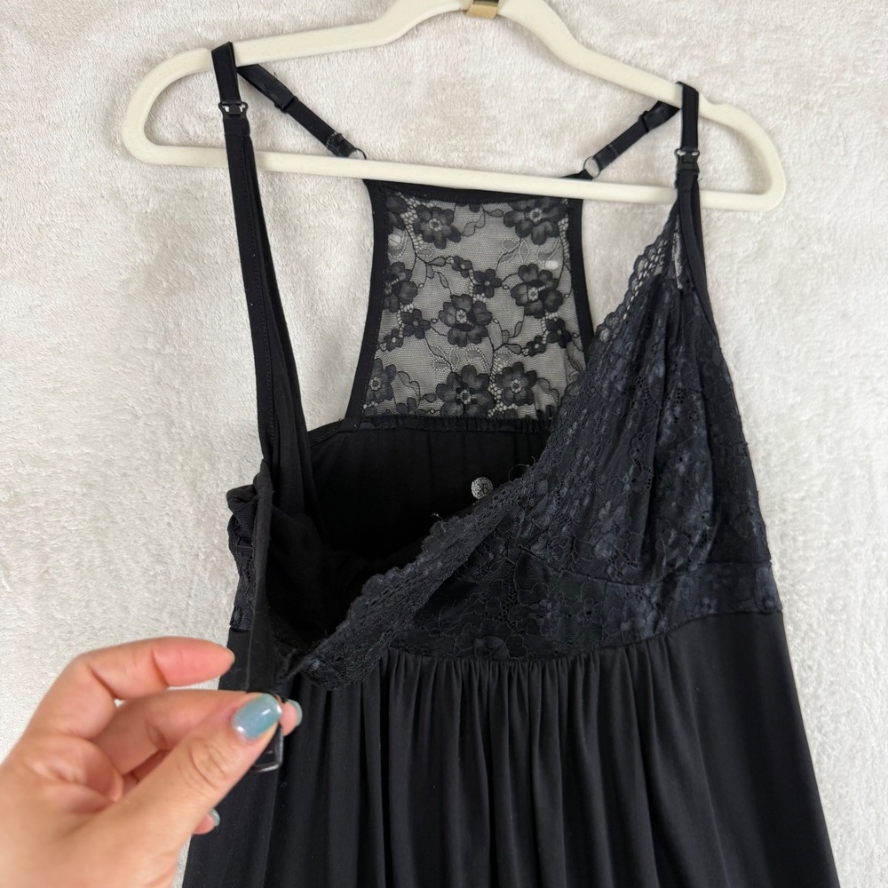 Kindred Bravely Lucille Nursing Nightgown Black Lace Racerback Maternity XL - Picture 3 of 7